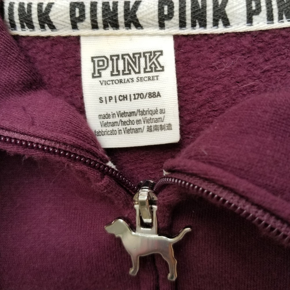 VS PINK Burgundy Full Zip Hoodie - Picture 4 of 5